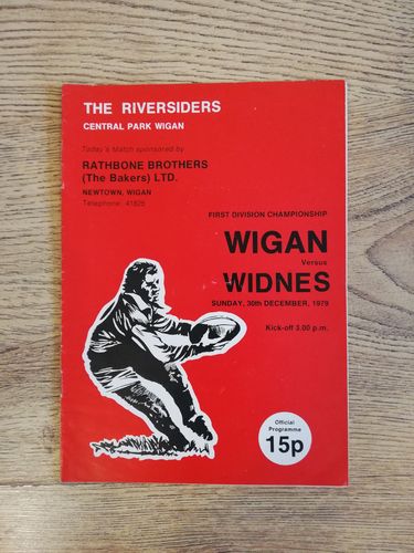 Wigan v Widnes Dec 1979 Rugby League Programme