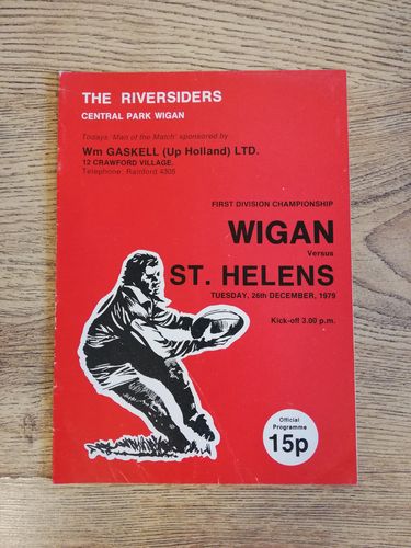 Wigan v St Helens Dec 1979 Rugby League Programme