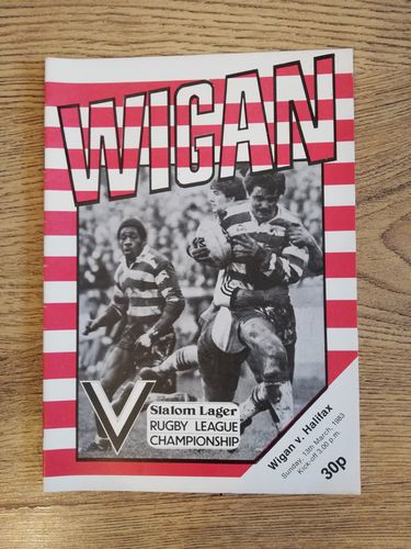 Wigan v Halifax Mar 1983 Rugby League Programme