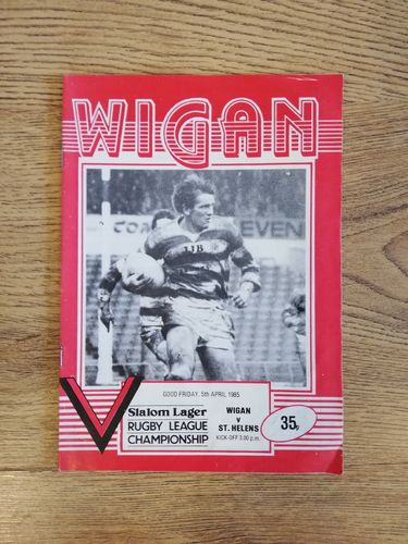 Wigan v St Helens Apr 1985 Rugby League Programme