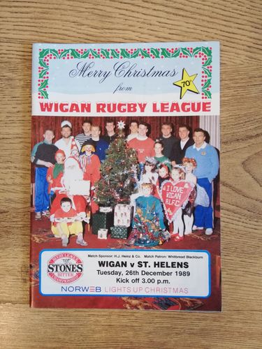 Wigan v St Helens Dec 1989 Rugby League Programme
