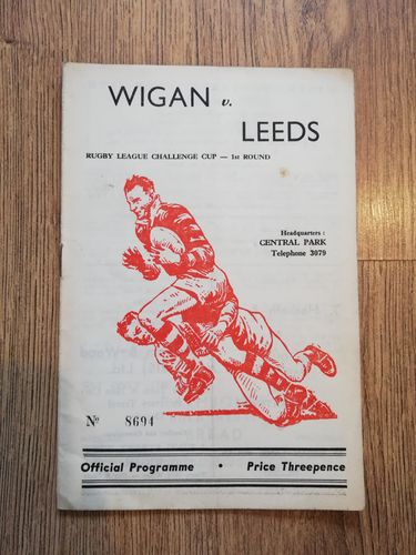 Wigan v Leeds Feb 1959 Challenge Cup Rugby League Programme