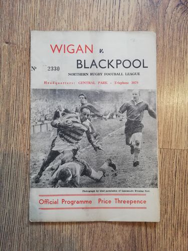 Wigan v Blackpool Nov 1960 Rugby League Programme