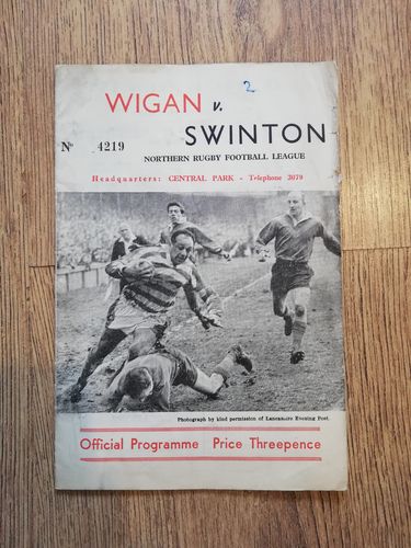 Wigan v Swinton Dec 1960 Rugby League Programme