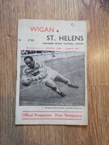 Wigan v St Helens Mar 1961 Rugby League Programme