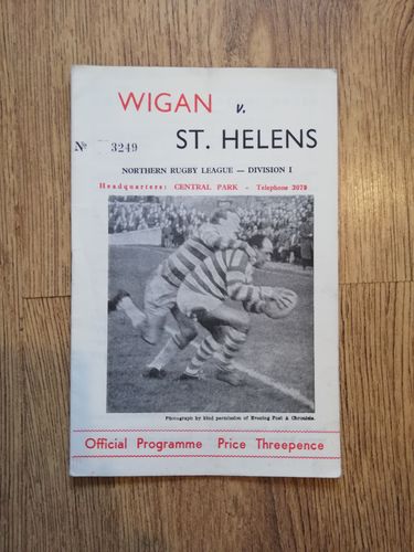 Wigan v St Helens Apr 1964 Rugby League Programme