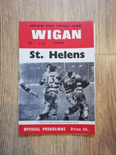 Wigan v St Helens Mar 1966 Rugby League Programme