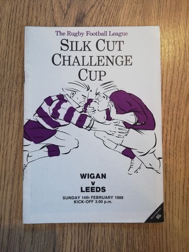 Wigan v Leeds Feb 1988 Challenge Cup Rugby League Programme