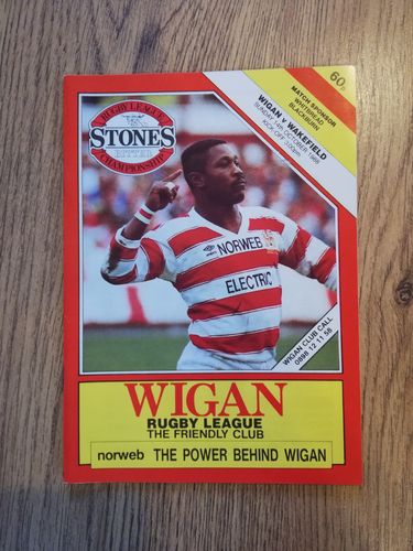 Wigan v Wakefield Oct 1988 Rugby League Programme
