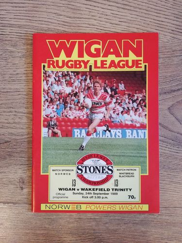 Wigan v Wakefield Sept 1989 Rugby League Programme