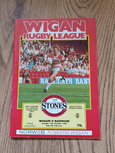 Wigan v Barrow Oct 1989 Rugby League Programme