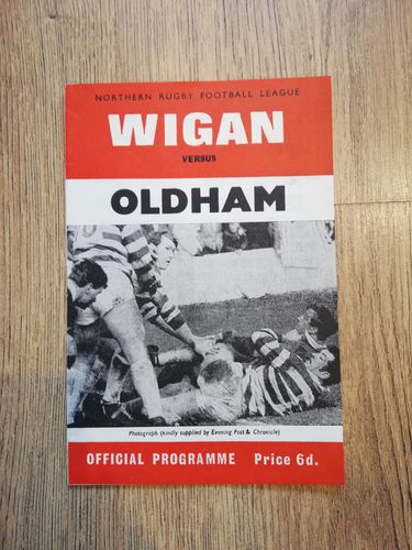 Wigan v Oldham Sept 1969 Rugby League Programme