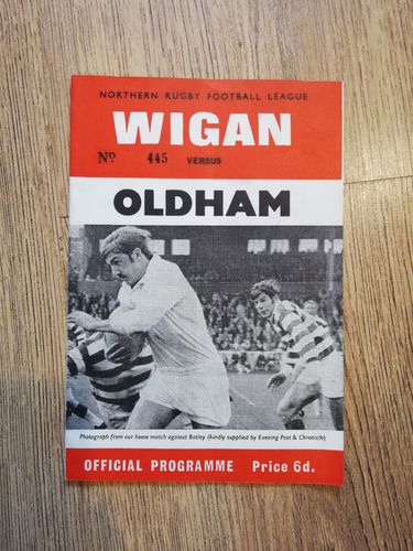 Wigan v Oldham Nov 1969 BBC2 Floodlit Trophy Rugby League Programme