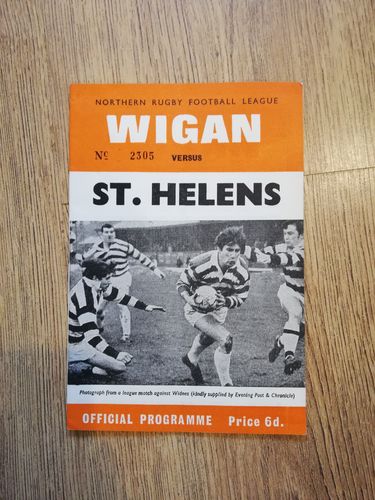 Wigan v St Helens Dec 1969 Rugby League Programme