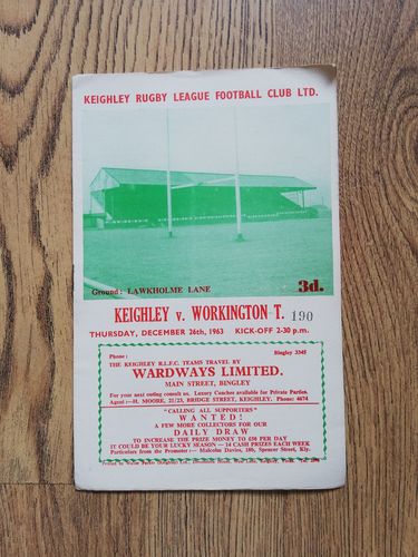 Keighley v Workington Town Dec 1963 Rugby League Programme