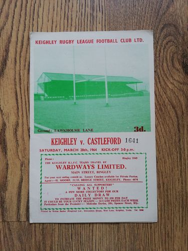Keighley v Castleford Mar 1964 Rugby League Programme