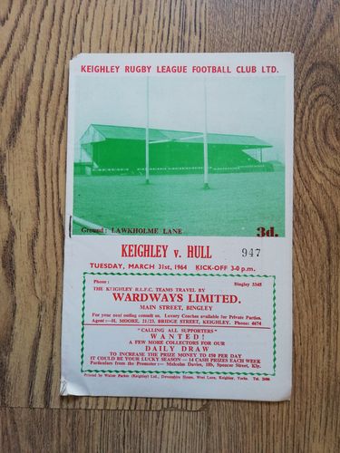 Keighley v Hull Mar 1964 Rugby League Programme