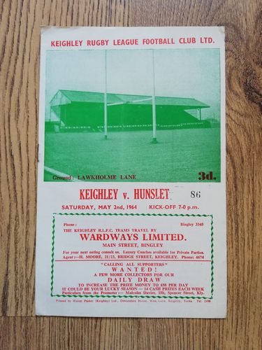 Keighley v Hunslet May 1964 Rugby League Programme
