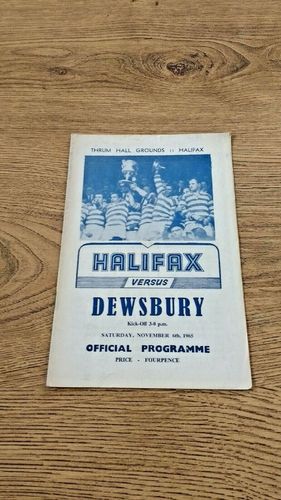 Halifax v Dewsbury Nov 1965 Rugby League Programme