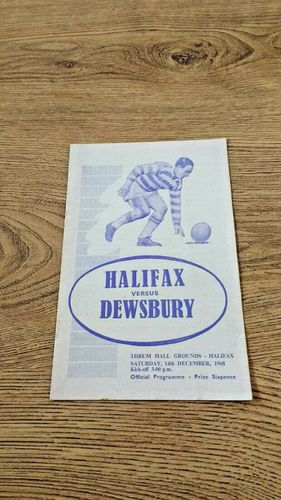Halifax v Dewsbury Dec 1968 Rugby League Programme