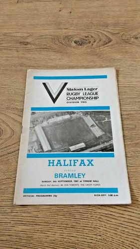 Halifax v Bramley Sept 1981 Rugby League Programme