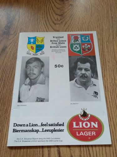 Orange Free State v British Lions 1980 Rugby Programme