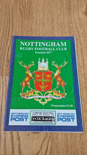 Nottingham v London Scottish Sept 1996 Rugby Programme