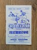 Halifax v Featherstone Aug 1959 Rugby League Programme