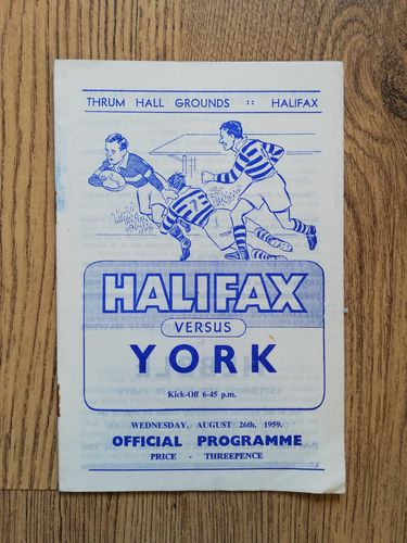 Halifax v York Aug 1959 Rugby League Programme