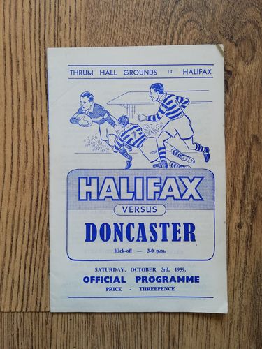 Halifax v Doncaster Oct 1959 Rugby League Programme