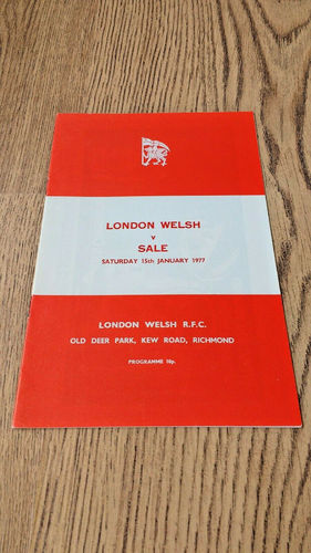 London Welsh v Sale Jan 1977 Rugby Programme