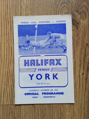 Halifax v York Oct 1963 Rugby League Programme