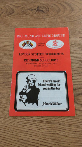 London Scottish Schoolboys v Richmond Schoolboys 1975 Rugby Programme