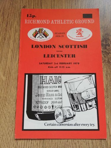 London Scottish v Leicester Feb 1979 Rugby Programme
