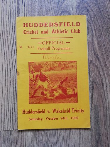 Huddersfield v Wakefield Oct 1959 Rugby League Programme