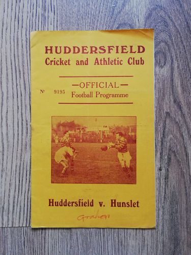 Huddersfield v Hunslet Feb 1960 Rugby League Programme