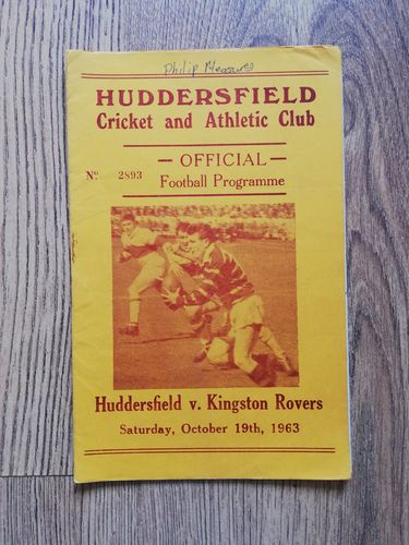 Huddersfield v Hull KR Oct 1963 Rugby League Programme
