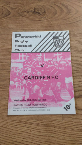 Pontypridd v Cardiff Oct 1979 Rugby Programme