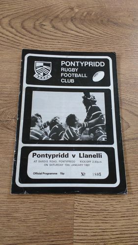 Pontypridd v Llanelli Jan 1981 Rugby Programme