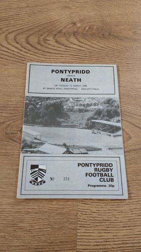 Pontypridd v Neath Mar 1985 Rugby Programme