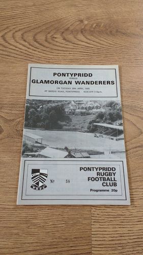 Pontypridd v Glamorgan Wanderers Apr 1985 Rugby Programme