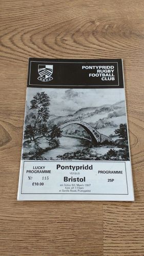 Pontypridd v Bristol Mar 1987 Rugby Programme