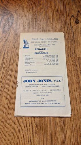 Bridgend v Penarth Apr 1965 Rugby Programme