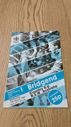 Bridgend v County RU NSW Australia Mar 1985 Rugby Programme