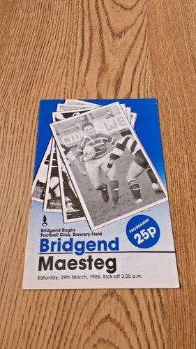Bridgend v Maesteg Mar 1986 Rugby Programme