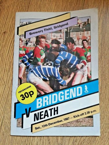 Bridgend v Neath Dec 1987 Rugby Programme