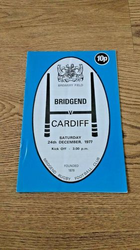 Bridgend v Cardiff Dec 1977 Rugby Programme