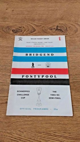 Bridgend v Pontypool Mar 1983 Welsh Cup Semi-Final Rugby Programme