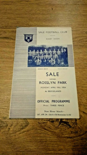 Sale v Rosslyn Park Apr 1954 Rugby Programme