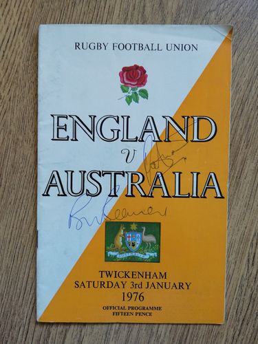 England v Australia Jan 1976 Signed Rugby Programme